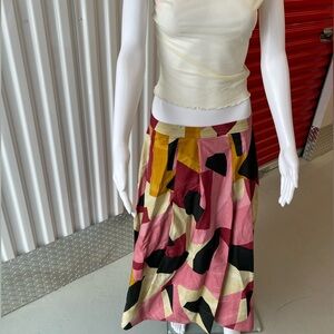 Zara Pink and Yellow Abstract Maxi Skirt
